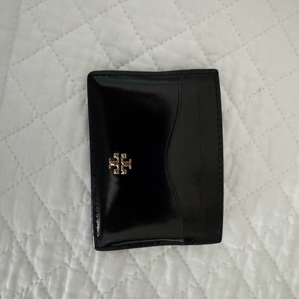 Tory Burch Patent Leather Black Card Case